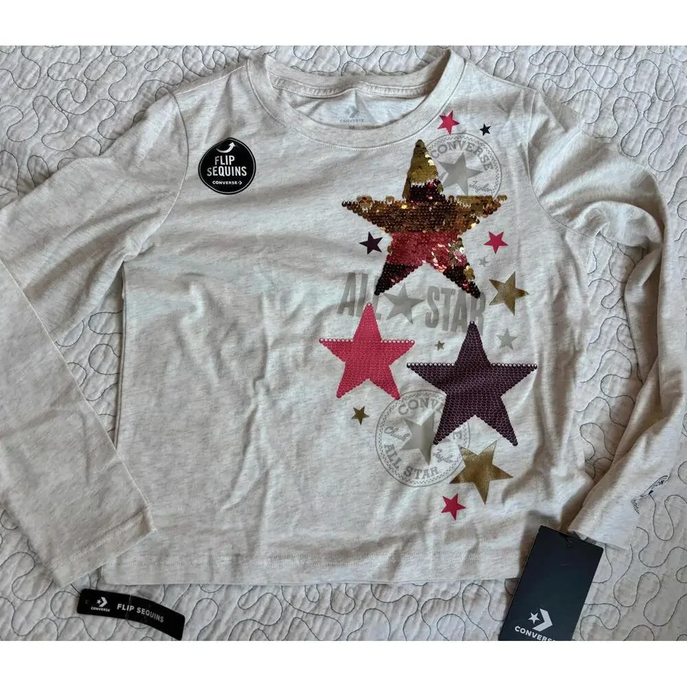 Converse Girls Long Sleeve Shirt with Flip Sequins‎ Size Medium #782